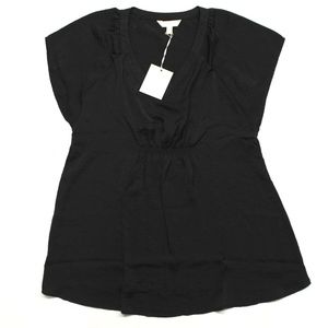 Maternity a:glow Textured Satin Top - Black - S